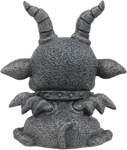 Miniatura 5 de Ebros - Figura gótica de gárgola de bulldog con cuernos y Agamon, pequeña estatua de decoración de fantasía mítica de 3.75 pulgadas de alto como