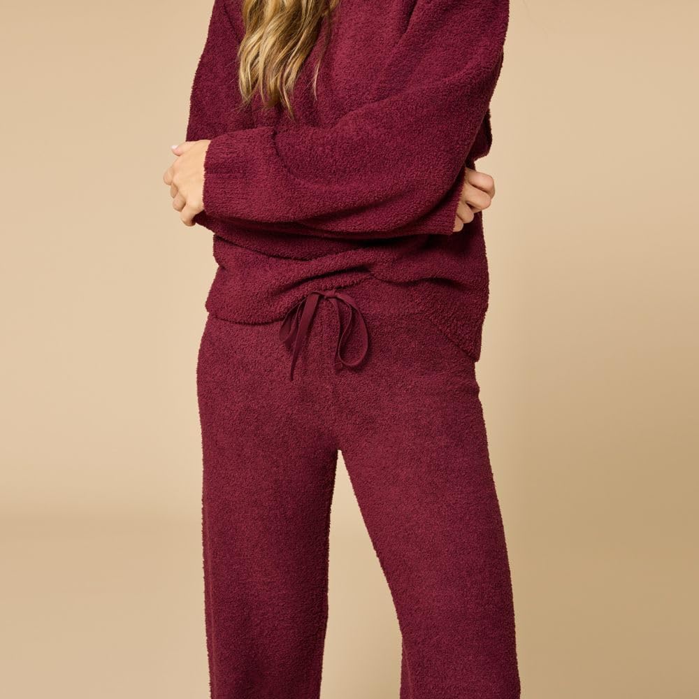 Softies Marshmallow Reverse Seam Crew Neck Lounge Set for Women Ultra Soft 2 Piece Loungewear with Bracelet Sleeve Top - Image 5