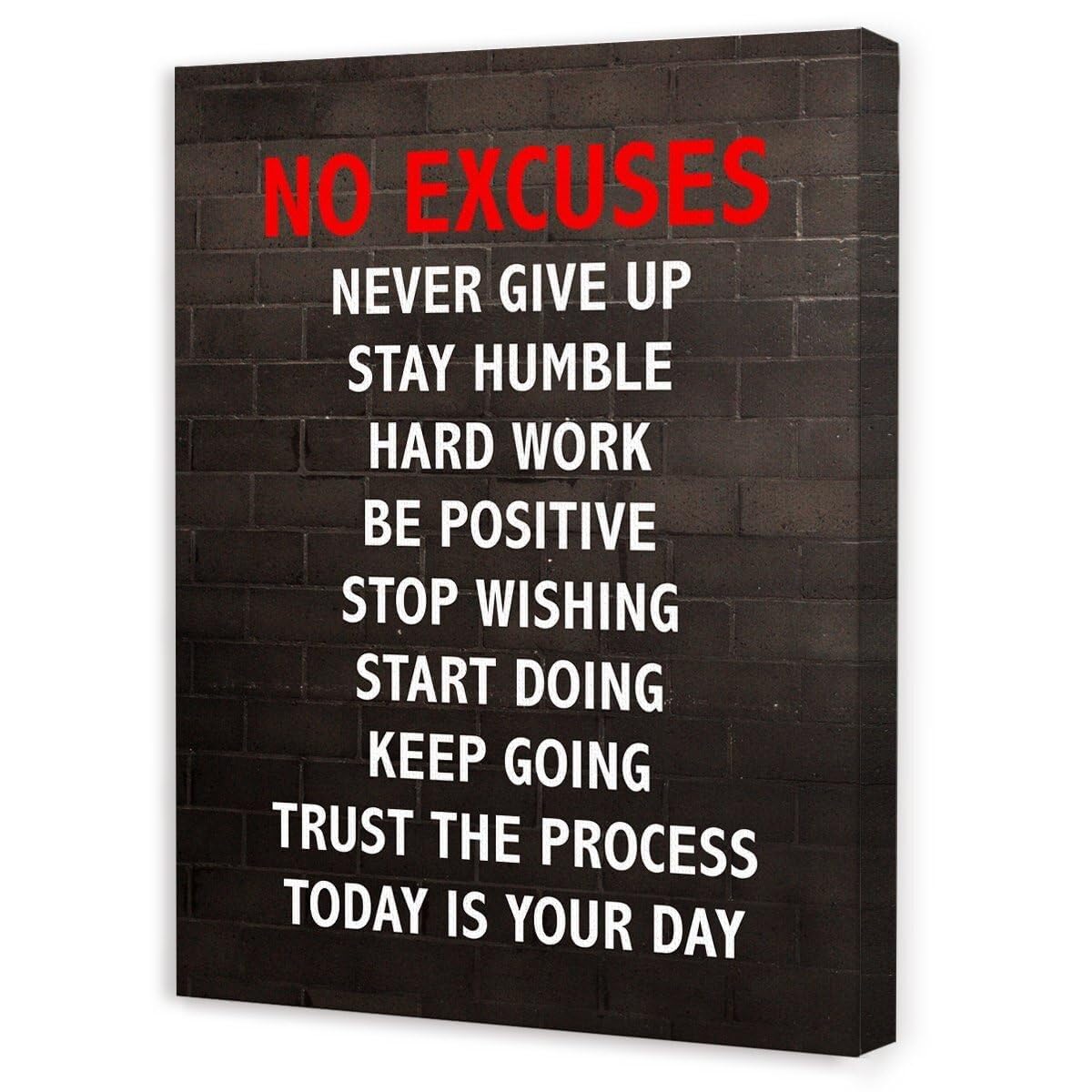 NWPNLXEA Fitness Motivation Wall-Art No Excuses Gym Quote Inspirational Canvas Print for Workout Room Home Gym Office Decor(Framed,12x18inch(30x45cm))