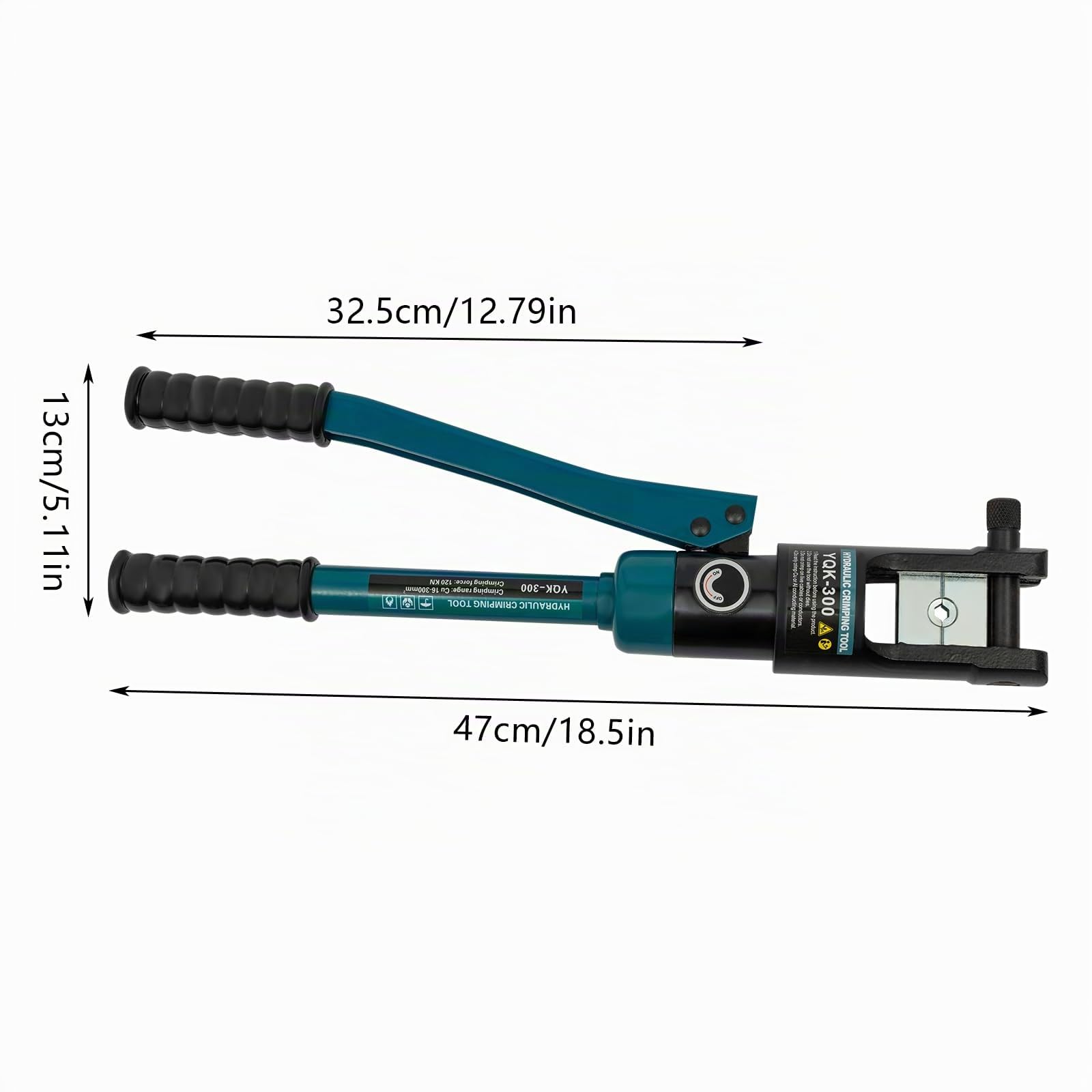 Pinza crimpatrice idraulica, 12 tonnellate, 120 KN, 16-300 mm², con 11 matrici, crimpatura esagonale, testa girevole a 360°, valvola di ritorno dell'olio, strumento professionale per elettricisti