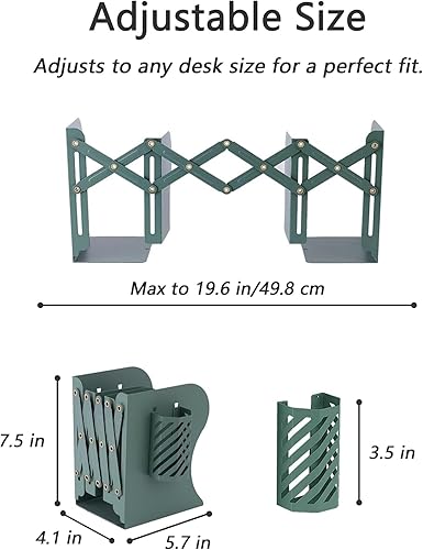 Miniatura 6 de Kingsmile Sujetalibros ajustables para estantes, sujetalibros de metal para libros pesados, organizador de tapón de libro con soporte para bolígrafo