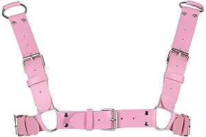 Men's Sleek Pink Leather Harness: Exude Punk and Sensuality