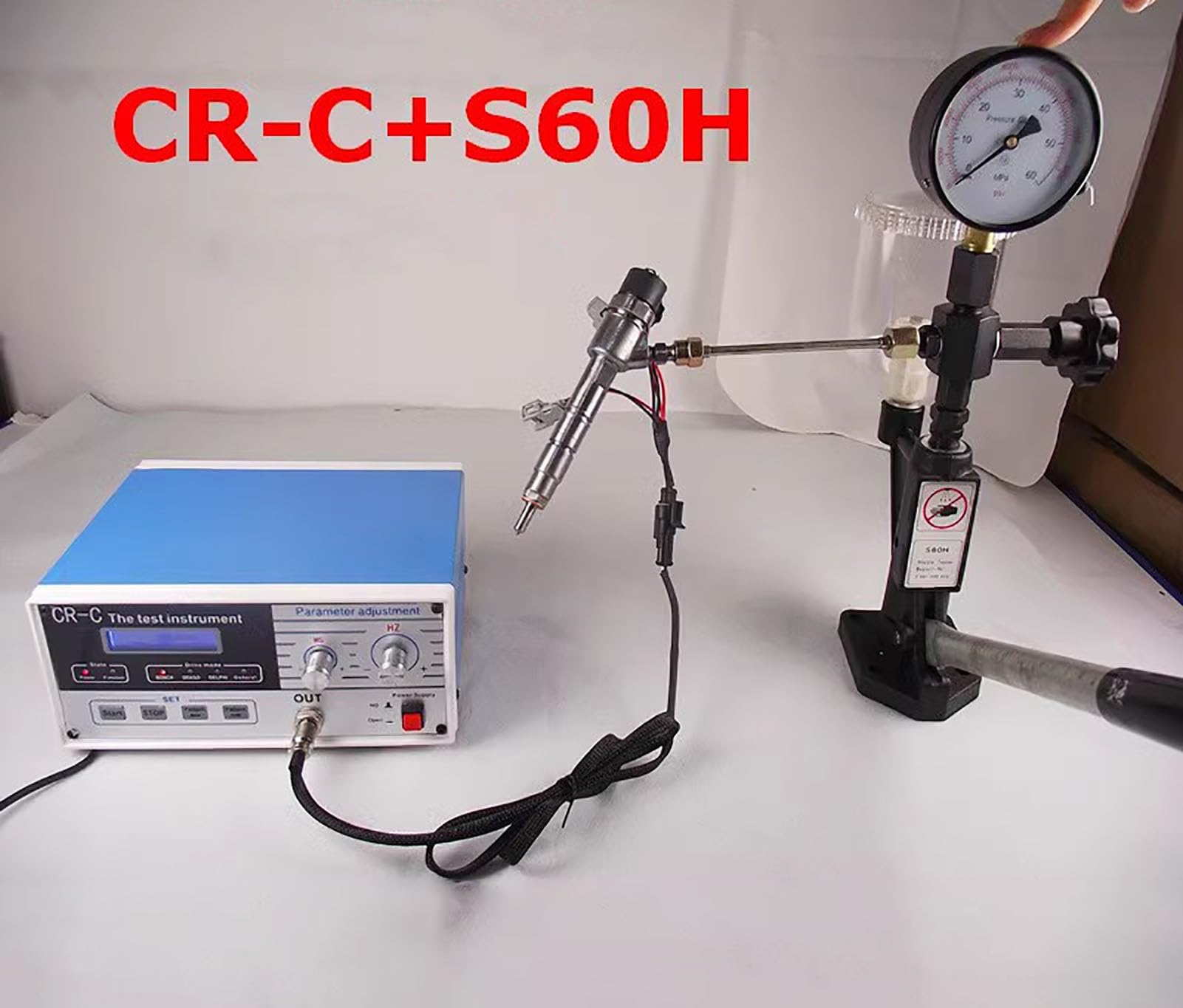 Cr-c Common Rail Tester Tester, 600 Bar 8000psi Wielofunkcyjny Maszyna Testowania Wtryskiwacza Diesla + S60h Dysza Paliwowa(Size:CR-C+S60H)
