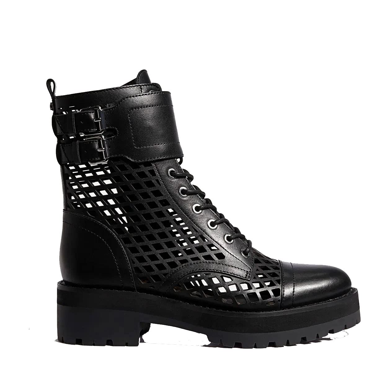 Sam Edelman Jamey Lace Up Cut Out Combat Buckle Combat Boot Black