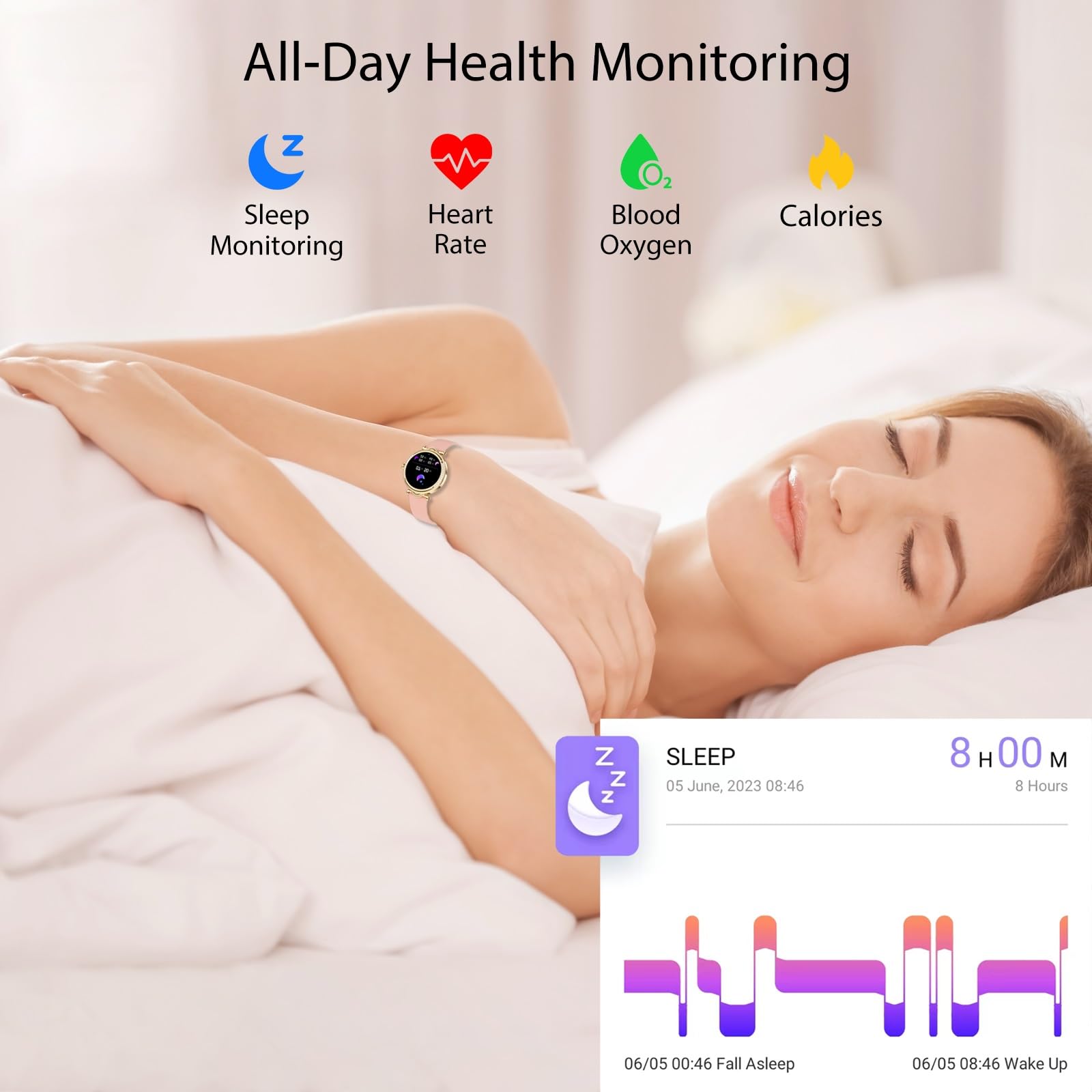 Tipmant Fitnesshorloge met hartslagmeter, slaapmonitor
