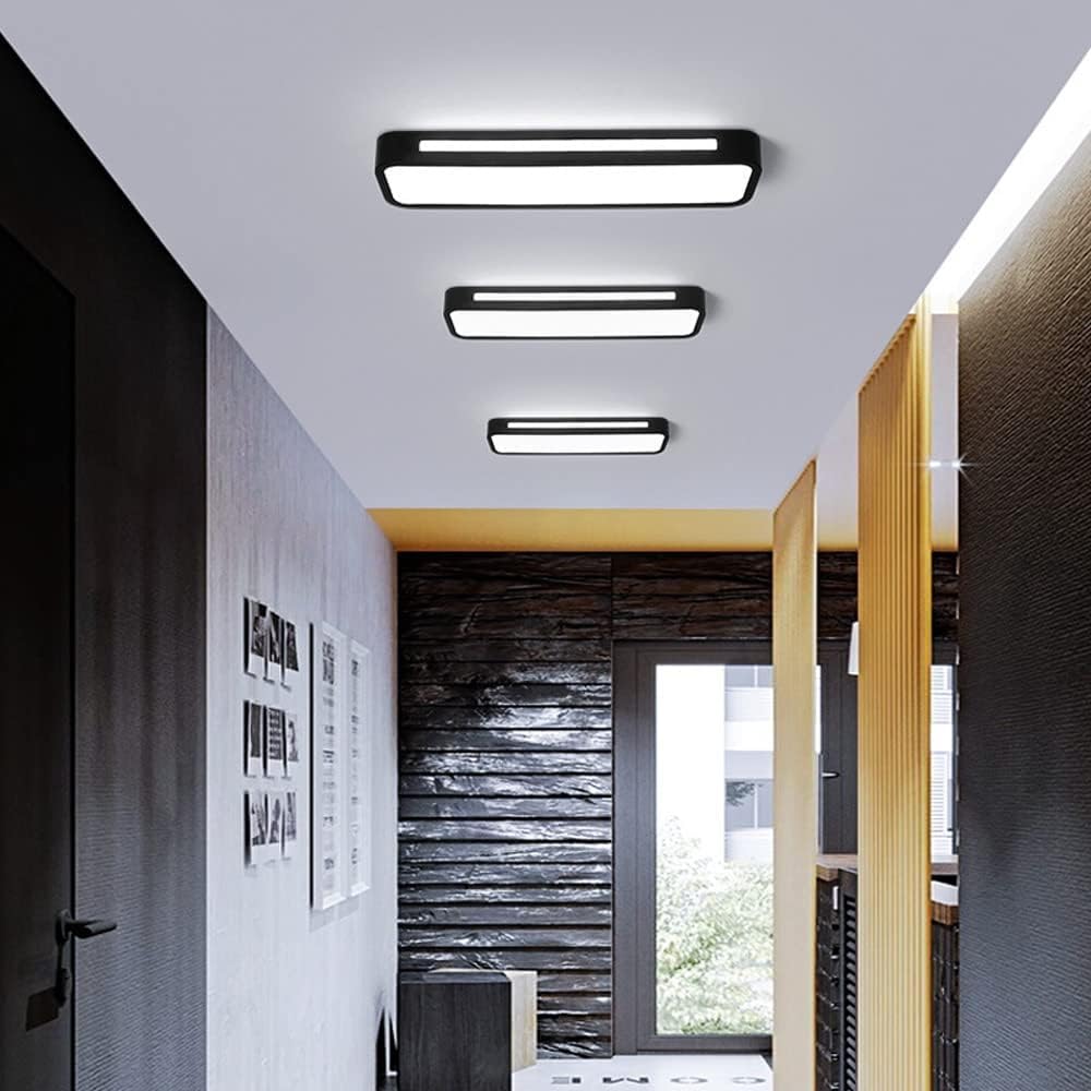 Plafonnier LED, Lustre, Cuisine Moderne linéaire en métal Noir, Applique Murale encastrée, Style Nordique Blanc, Barre Longue pour Salle de Bain, Couloir ou entrée