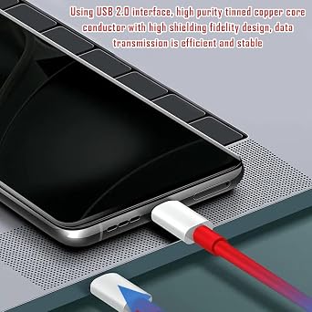 8T/9 برو الاعوجاج تهمة USB-C كابل – 2 متر شحن سريع نوع C كابل، 65 W شاحن SuperVOOC ل OnePlus 11/10 برو، ون بلس فتح، 6/6 T/5/3