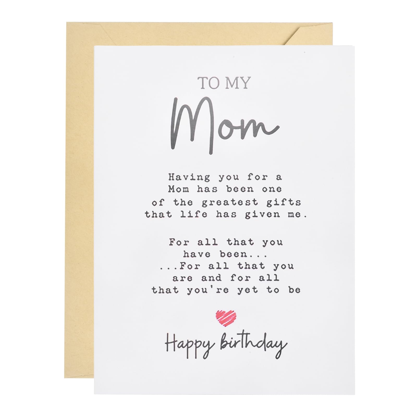 YOKIVE Birthday Card, Funny Happy Birthday Greeting Cards Thick Card Stock with Kraft Paper Envelope Gift Perfect for Wife, Husband, Brother, Sister, Daughter, Son, Mom, White(mom)