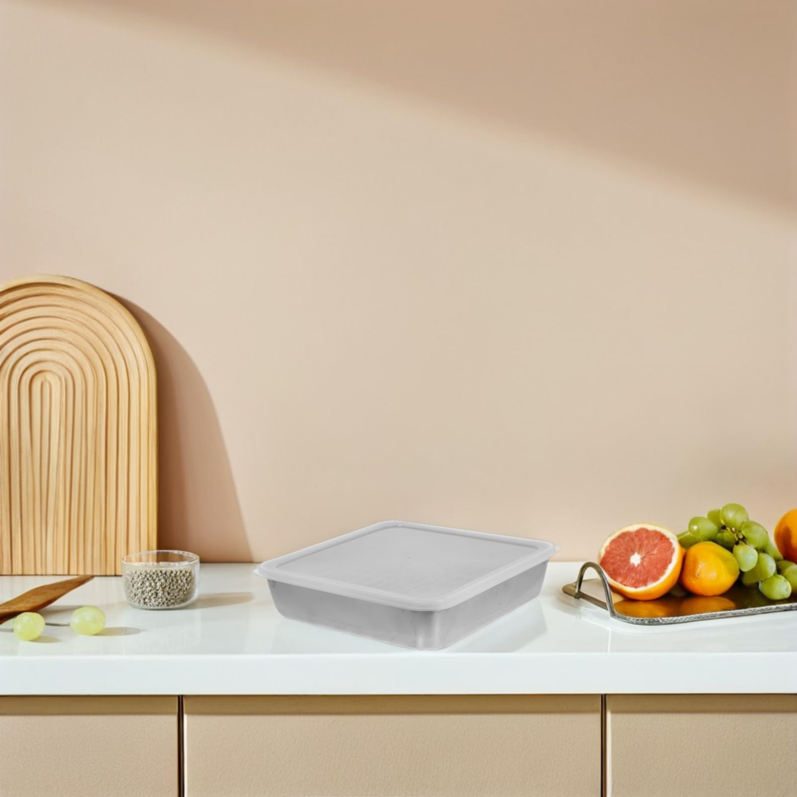 jojofuny 6-piece Baking Pan Set Stainless Steel Oven Rack Lid Roasting Pan for Chicken Meat Vegetable Cleaning