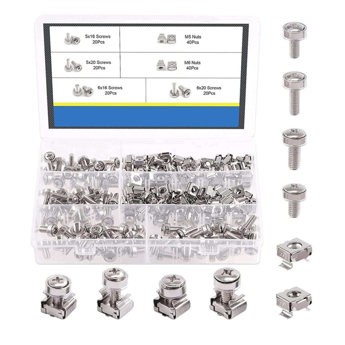 1 Set Di Viti Di Montaggio Per Rack Per Computer Dadi M5/rack Vestibilità Universale Struttura in Acciaio Carbonio Di Alta Qualità