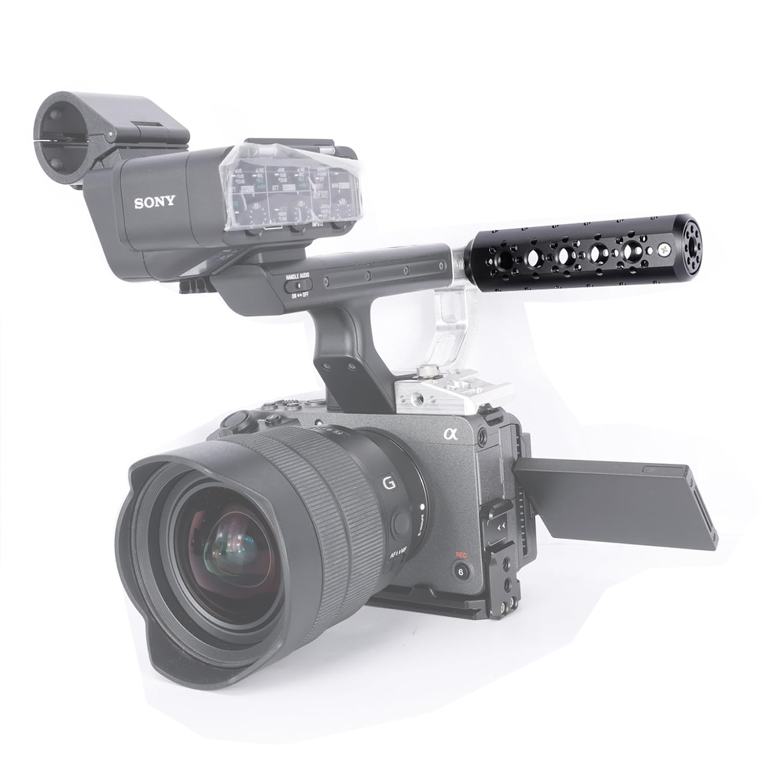 NICEYRIG Runder Universal Handle Griff für Kamerakäfig, multifunktionaler AR-ri-Verlängerungsgriff mit 1/4-Zoll-20 und 3/8-Zoll-16 Loch zum Positionieren, universeller ergonomischer Handgriff