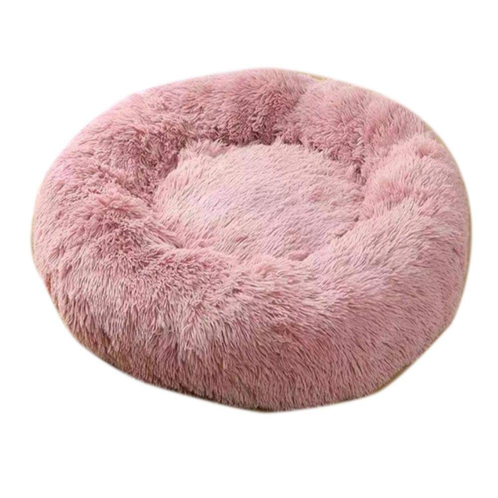 Lit pour chat en cuir rose élégant et résistant, un panier rond haut de gamme de 40 cm