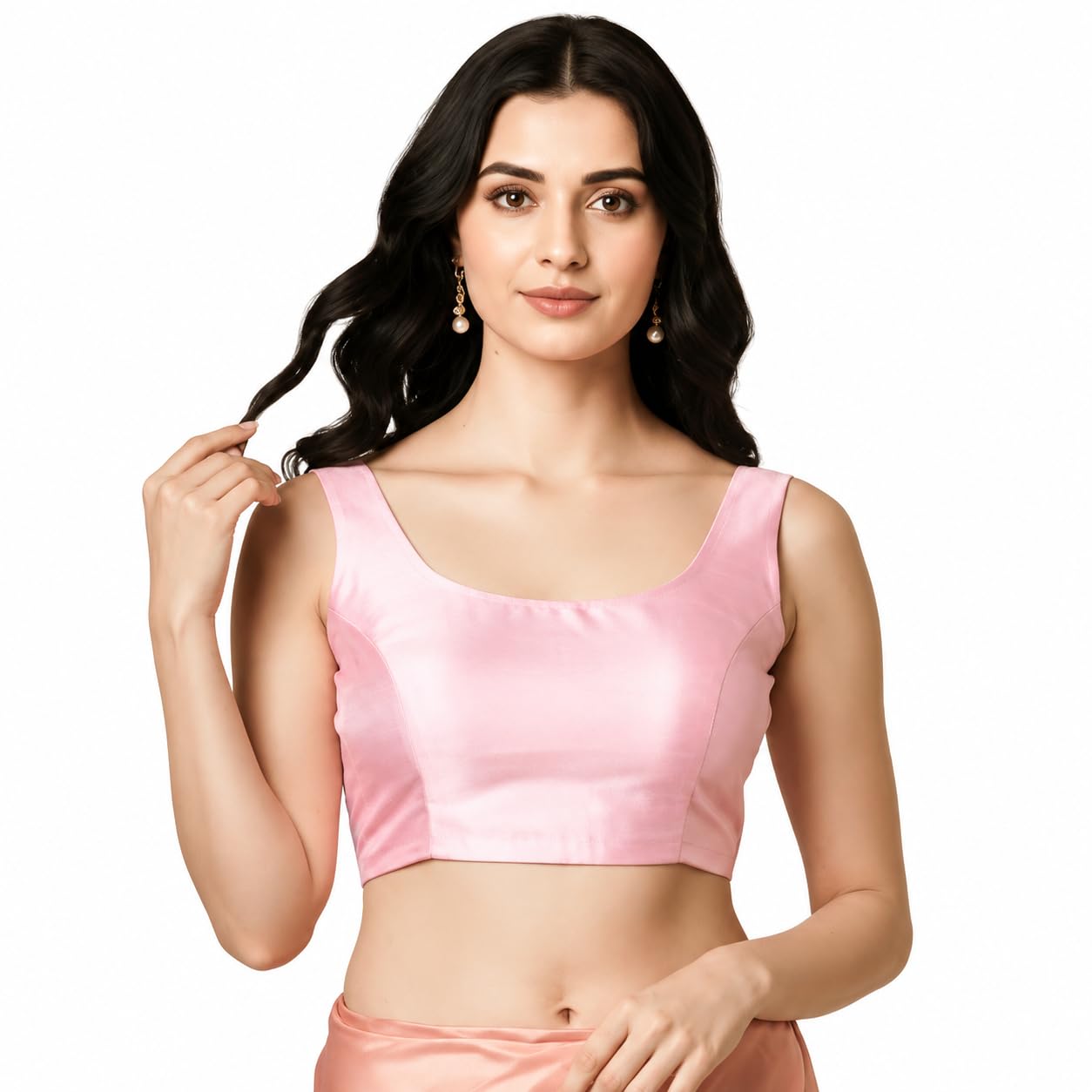Women's Raw Silk Padded Readymade Blouse – Princess-Cut Sleeveless Round Neck, Back Hook Closure, 2" Adjustable Margin, Festive & Ethnic Wear-picture-23