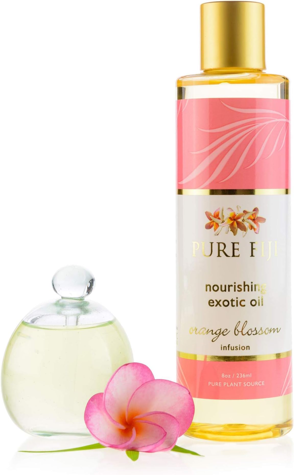 PURE FIJINourishing Exotic Body Oil - Natural Coconut Oil for Skin in Bath & SPA with Vitamin E - Body Oil, Massage Oil, Body Lotion For Women and Men, Orange Blossom, 8oz
