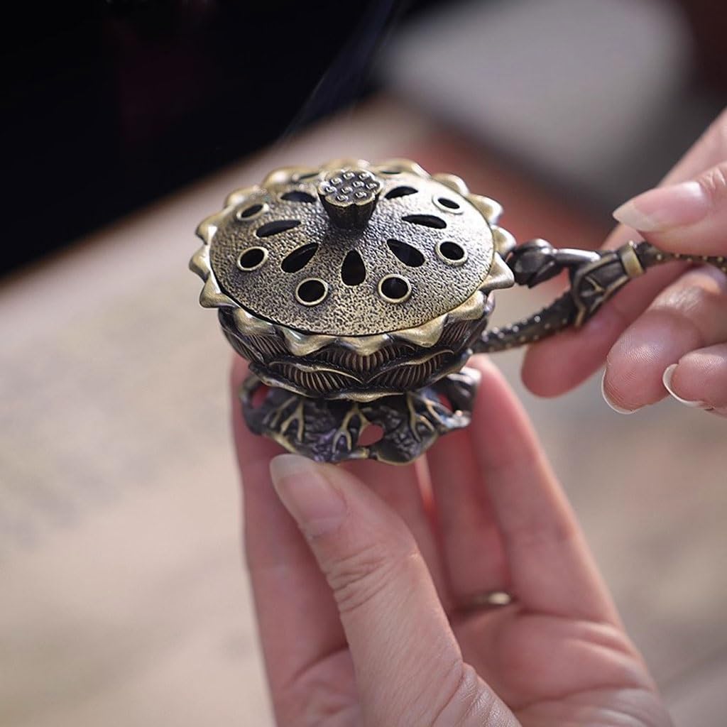 Quemador de Incienso de Reflujo Quemador De Incienso Portátil Creativo For Ceremonias Té En Interiores, Pequeño con Forma Loto For Uso Doméstico Adorno de Aromaterapia