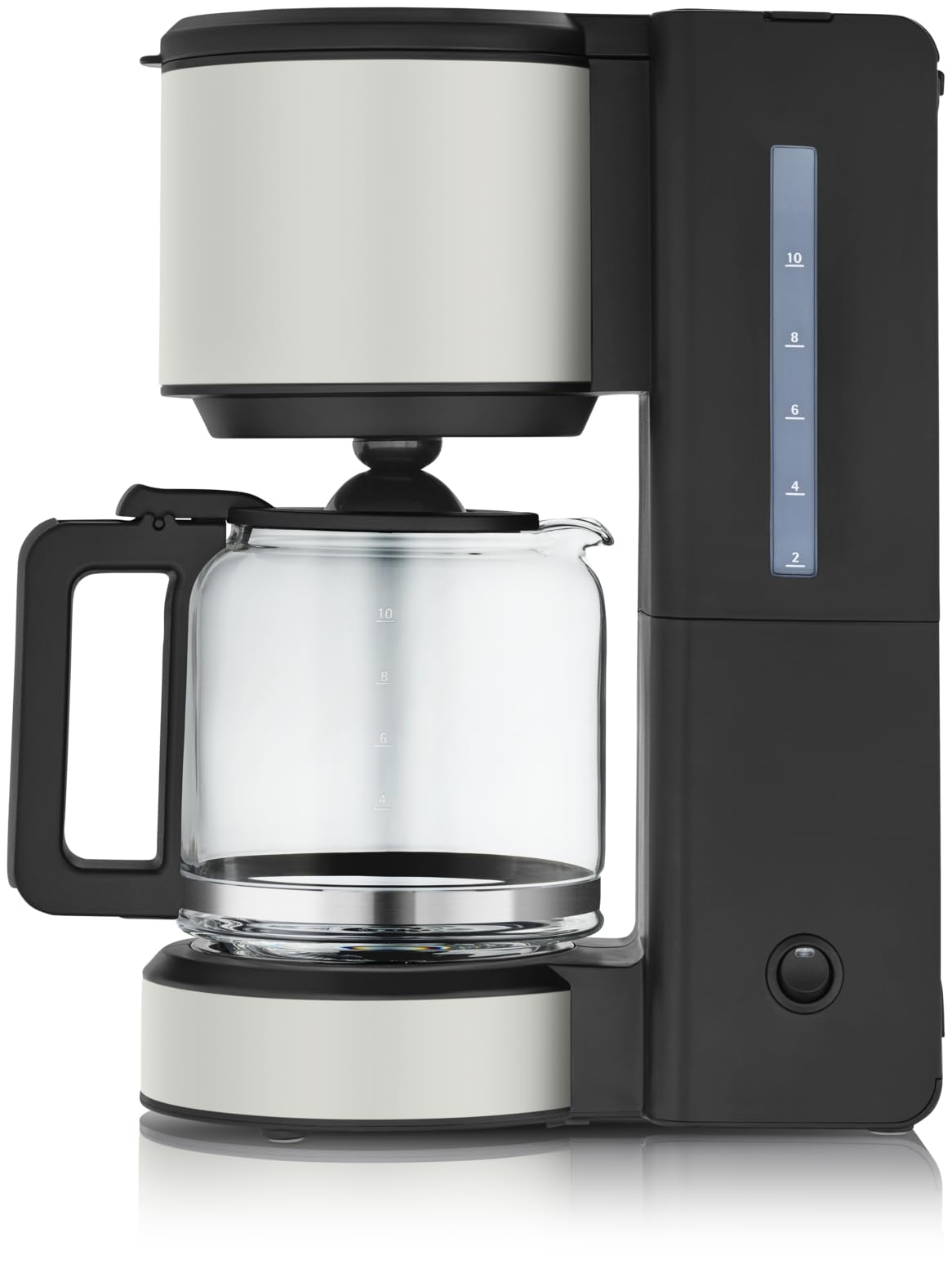 Machine à café filtre WMF Stelio Aroma en acier inoxydable blanc mat - Machine à café avec verseuse en verre pour 10 tasses, anti-goutte, plaque chauffante et arrêt automatique, 1000 W, facile à nett