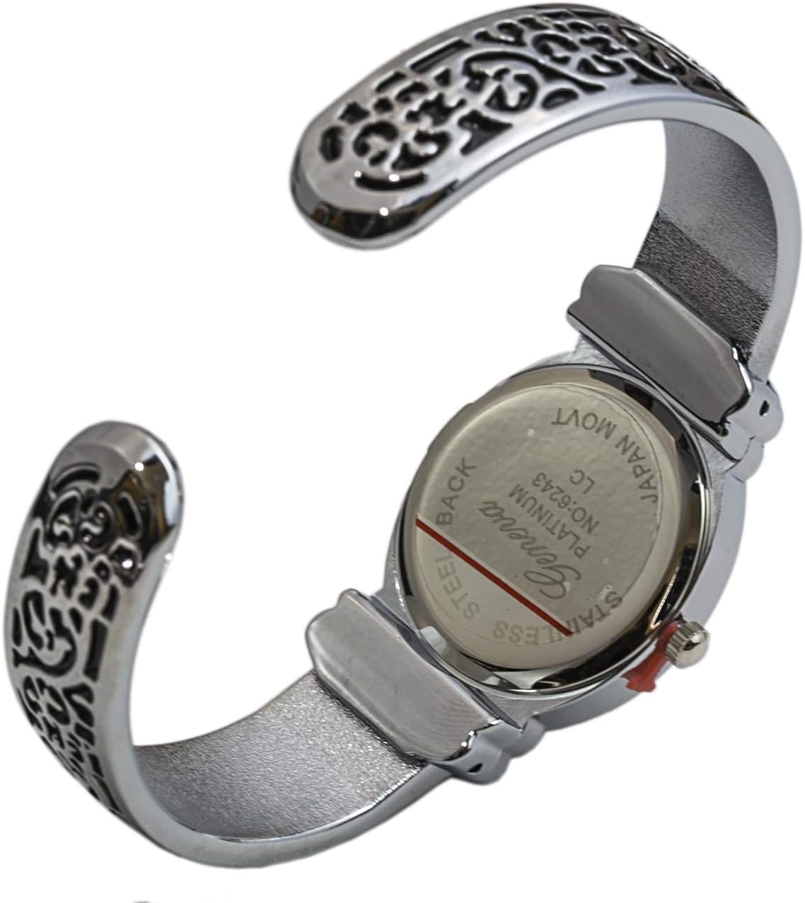 Geneva Womens Oxidized Scroll Design Hinged Fashion Cuff Watch White Dial W9132 - Image 7