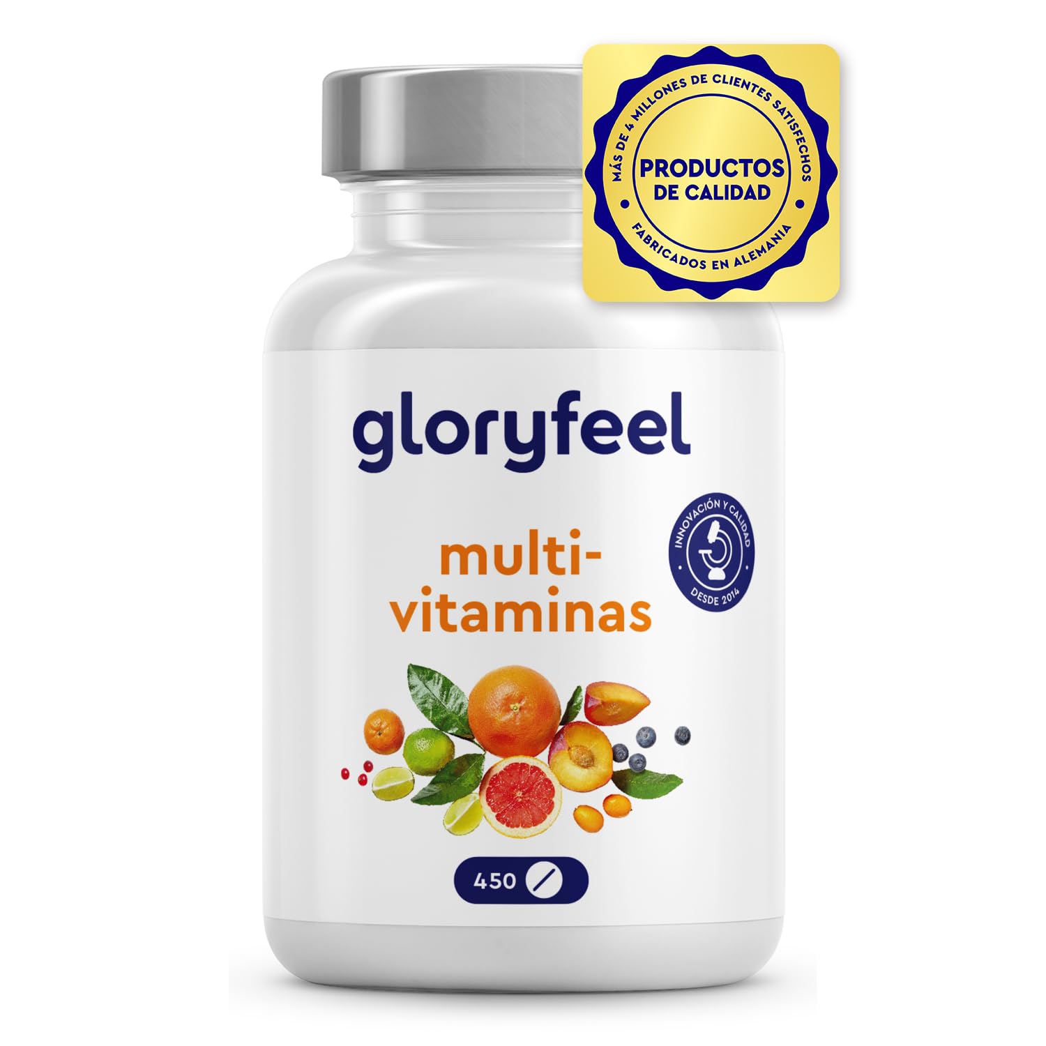 Multivitaminas y Minerales - 450 Comprimidos (Suministro para +1 año) - Todas las Vitaminas A,B,C,D3,E, Calcio, Zinc, Selenio – Multivitaminico Activo Completo para Hombre y Mujer