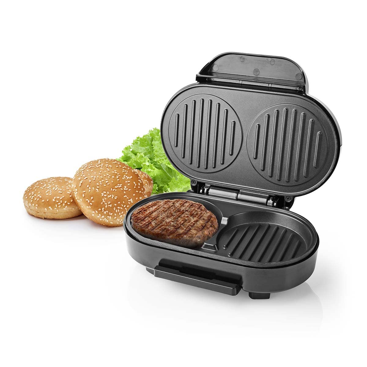 Hamburger Macher - 1000 W - 23.5 x 10.5 cm - Automatischer Temperaturkontrolle - Kunststoff/Metall