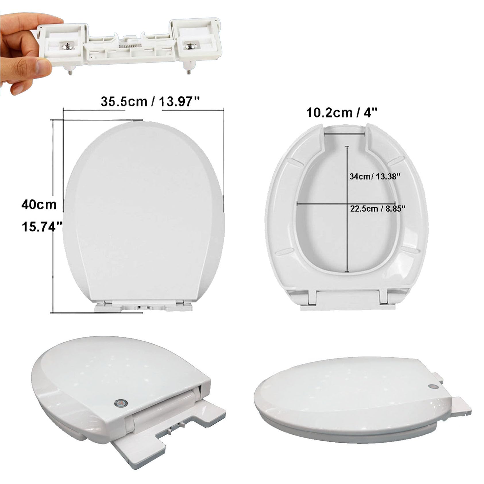 Runder WC-Sitz mit Schnell-Rase-Scharnier, leicht zu reinigen, 365 x 400 mm, bequem für moderne Badezimmer