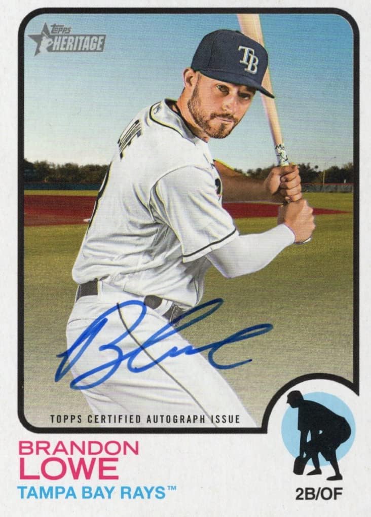 Brandon Lowe Autographed Real One Special Insert Collectible Baseball Card - 2022 Topps Heritage Baseball Card #ROA-BL (Rays) Free Shipping