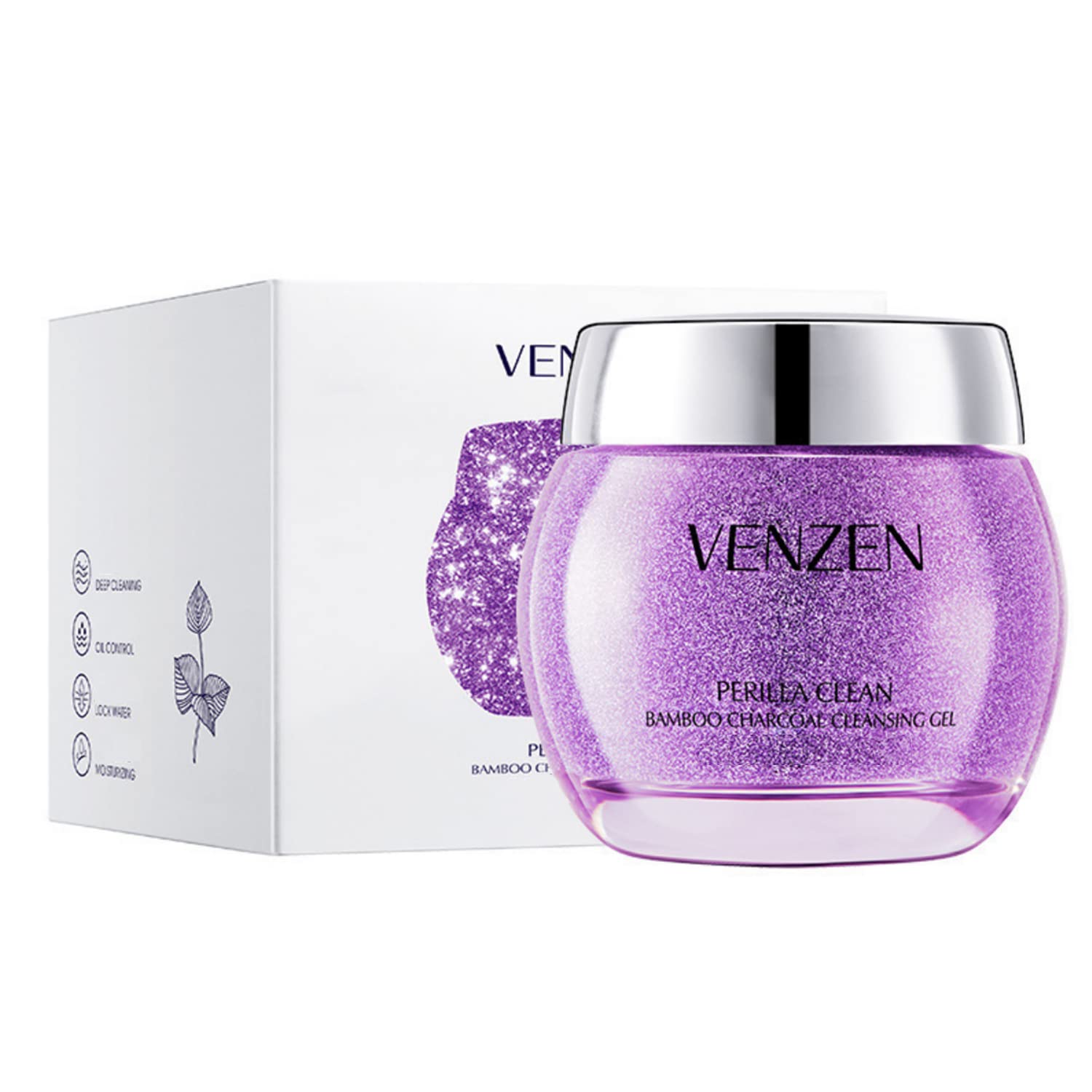 VENZEN Perilla Clean Bamboo Charcoal Deep Cleansing Gel Moisturizing Lock Water Oil Control Dirt Makeup 120g/4.23fl.oz