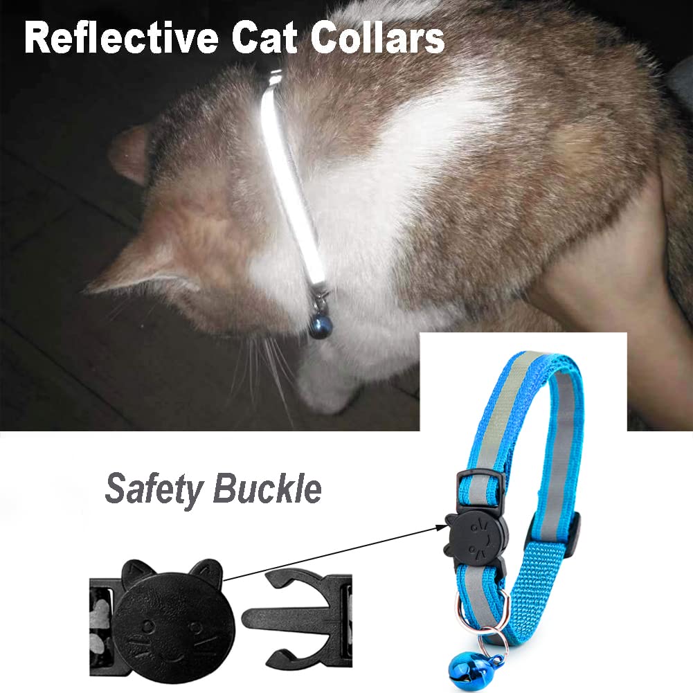 12PCS Collare Gatto Riflettenti,Collari per Gatti Antistrozzo con Campanellino,Regolabile 20-34 cm,Sicuro,Nylon, Accessori Animali Domestic (strip)