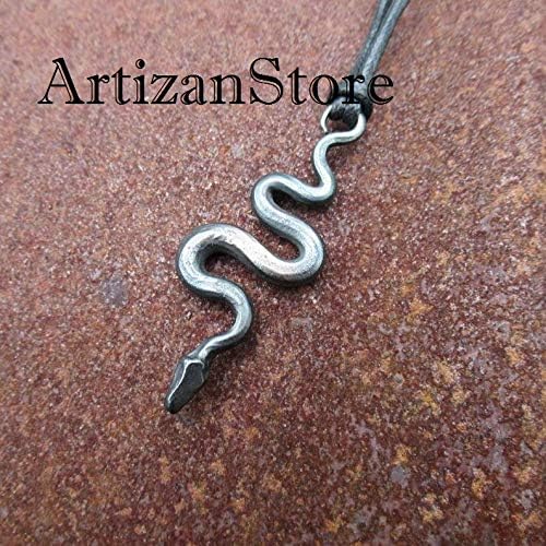 ARTIZANSTORE Snake pendant, snake necklace Handmade serpent, forged Jewellery pendant Viking Iron Jewelry Medieval Norse Pendant Necklace Party Wear Pendant - Image 2