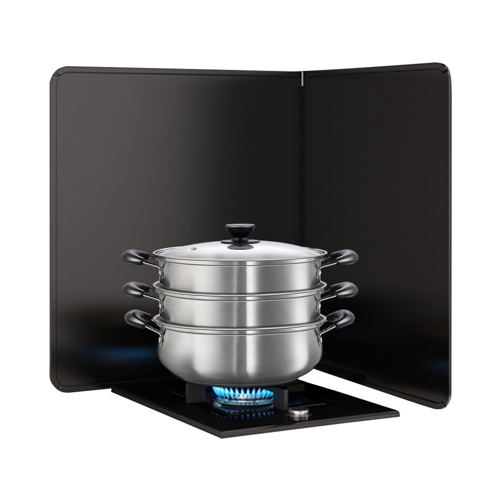 AFQBOEQXY Splatter Guard Splash Back, Steel Stove Oil Splatter Guard Black Multiple Sizes(30x30cm)