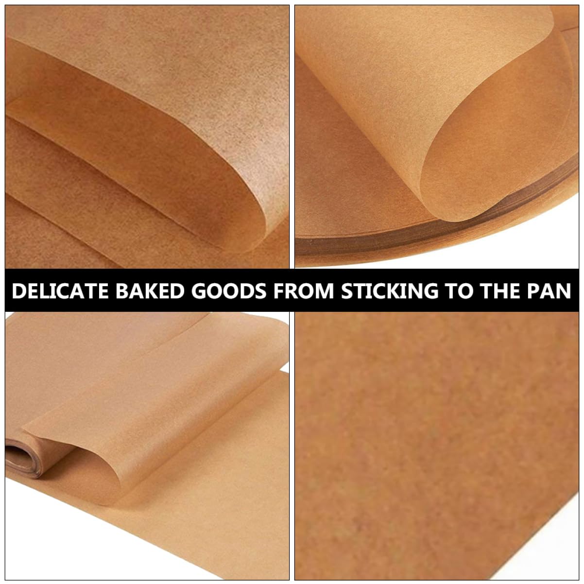 Papier Sulfurisé pour Cuisson 200 Feuilles Marron en Pâte de Bois Absorbant L'huile et Antiadhésif pour Barbecue et Four Facile à Nettoyer