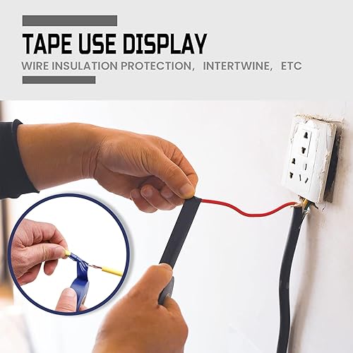 Miniatura 6 de Lichamp Paquete de 10 cintas eléctricas de colores impermeables, 3/4 pulgadas x 66 pies, cinta eléctrica de alta temperatura de grado industrial con