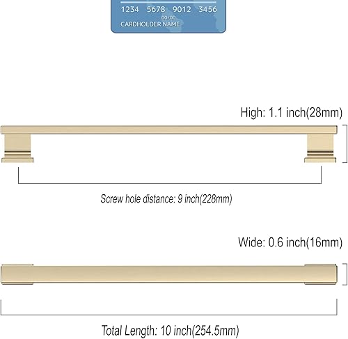 Miniatura 10 de Paquete de 10 manijas de gabinete de cocina de 7 pulgadas (6.969 in) de níquel satinado cepillado, manijas de gabinete de cocina, manijas de cocina