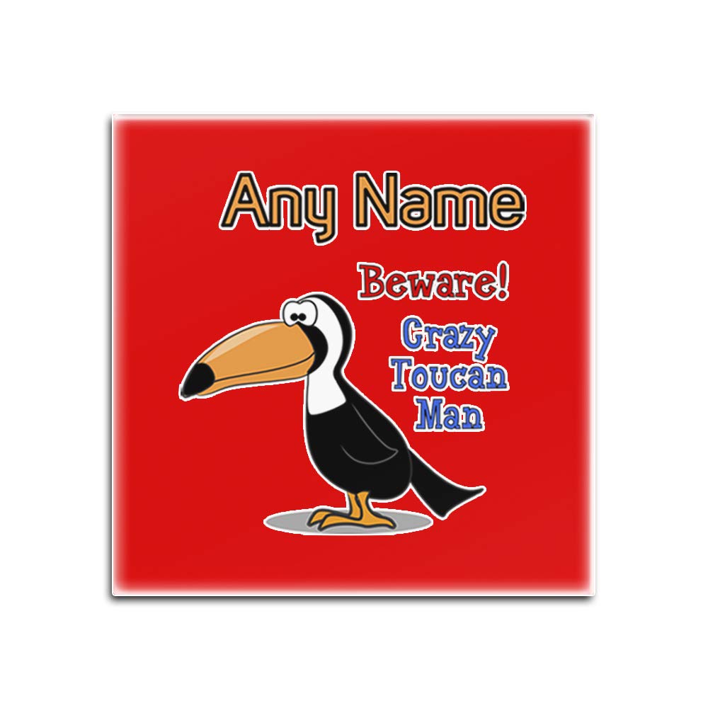 Dessous-de-Verre Toucan en Verre Personnalisable pour Apéritif Rouge Carré