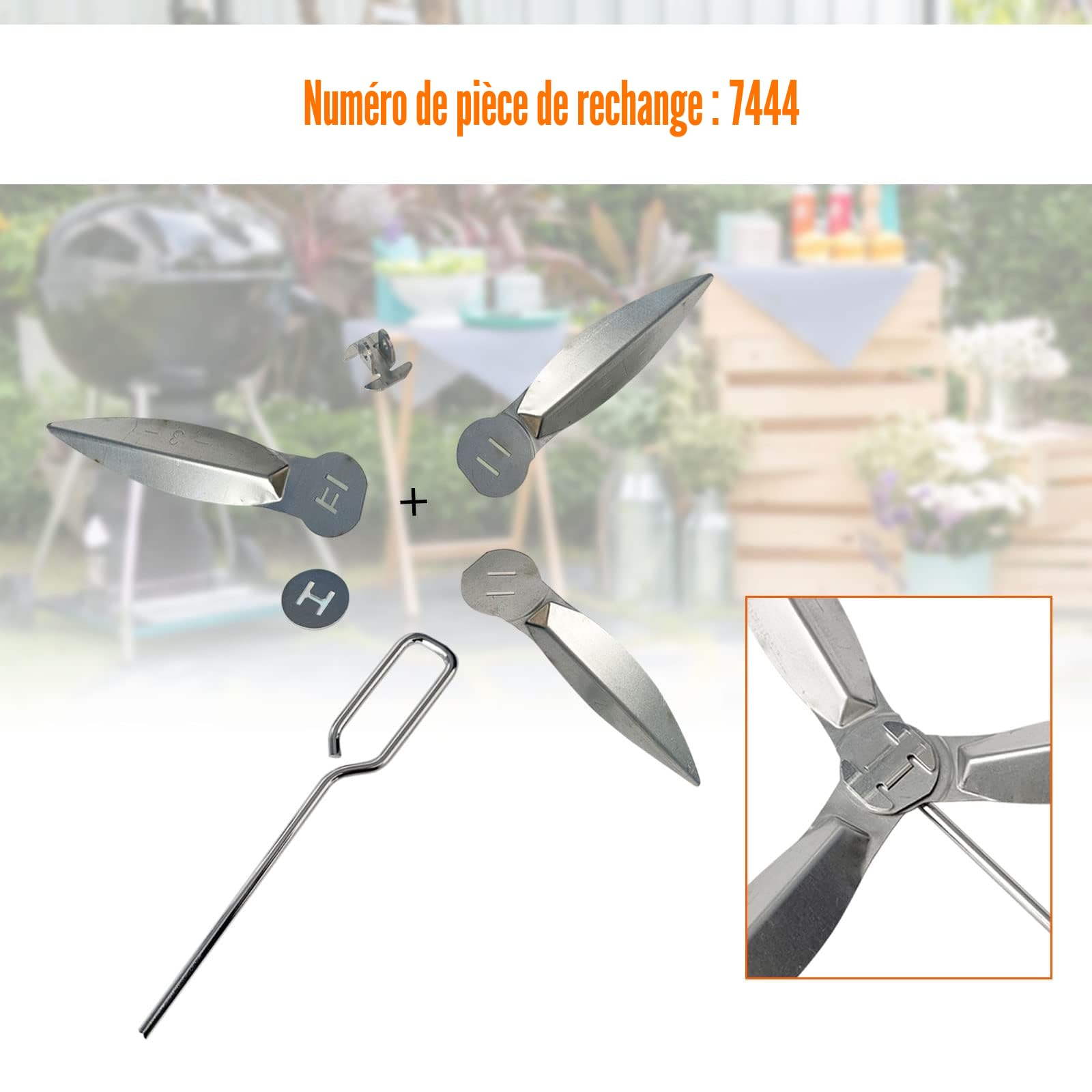 Lot de 2 systèmes de Nettoyage One Touch de 57 cm, compatibles avec Les pièces de Barbecue Weber, 7444 Weber Kettle Barbecues