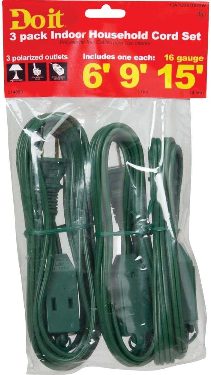 IN-PT2162-3PK-GR Extension Cord Set, 30 Foot