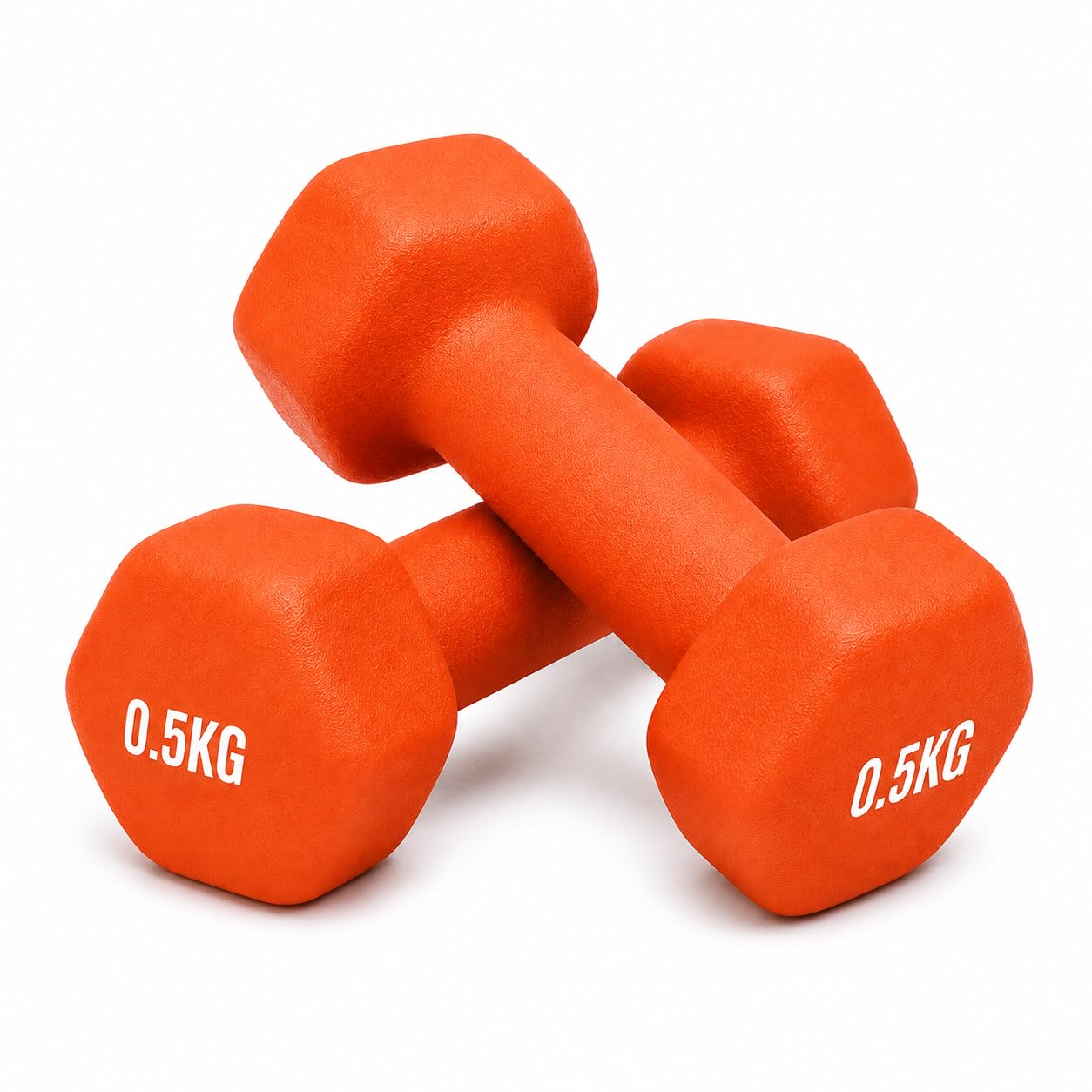 Neoprene Dumbbells Set Pair, Cast Iron Hand Weights for Home Gym Fitness, Aerobic Exercise, Strength Training, Toning, Workout Weights for Men & Women (Orange, 0.5Kg Pair)