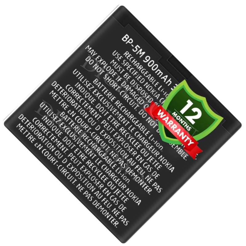 Image of Original BP-5M Battery Compatible for Nokia 5610 XM | 5700 | 5700 XM | 6110 Navigator | 6220 Classic | 6500 Slide | 8600 Luna | 7390 - (900mAh) - 1 Year Warranty