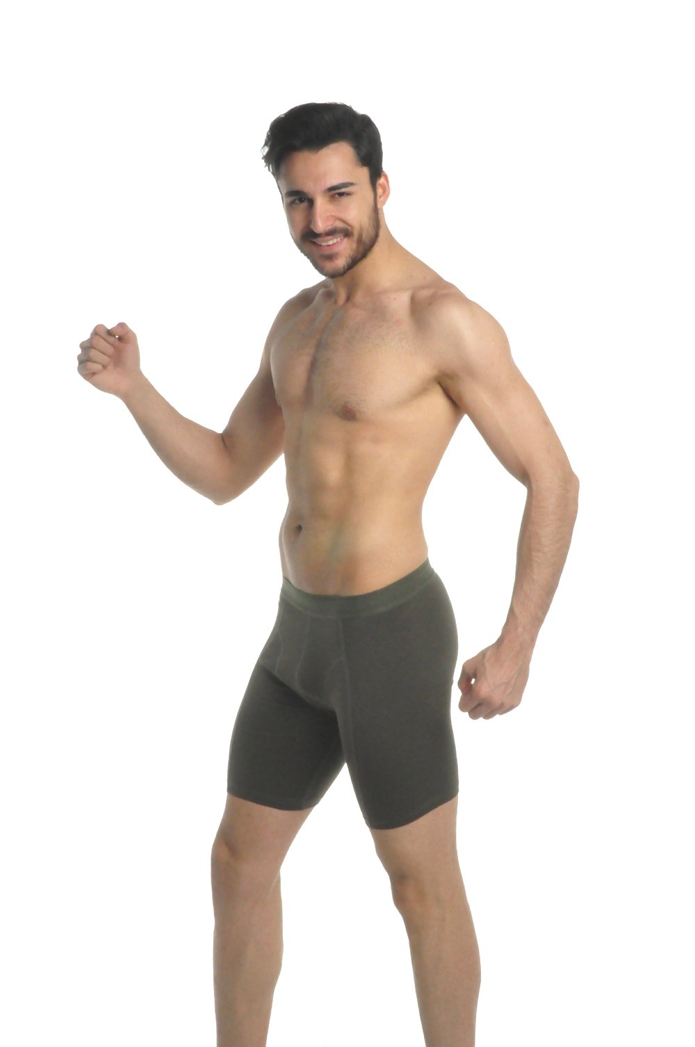 elegance1234 Men`s Active-wear Soft Cotton Extra Long Leg Boxers (Ref:1150)(XX-Large, khaki)