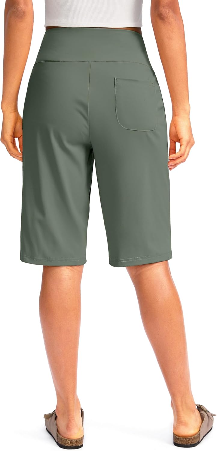 G Gradual Women's 12" Bermuda Long Shorts with Pockets High Waisted Stretch Knee Length Shorts for Women Summer Walking - Image 2