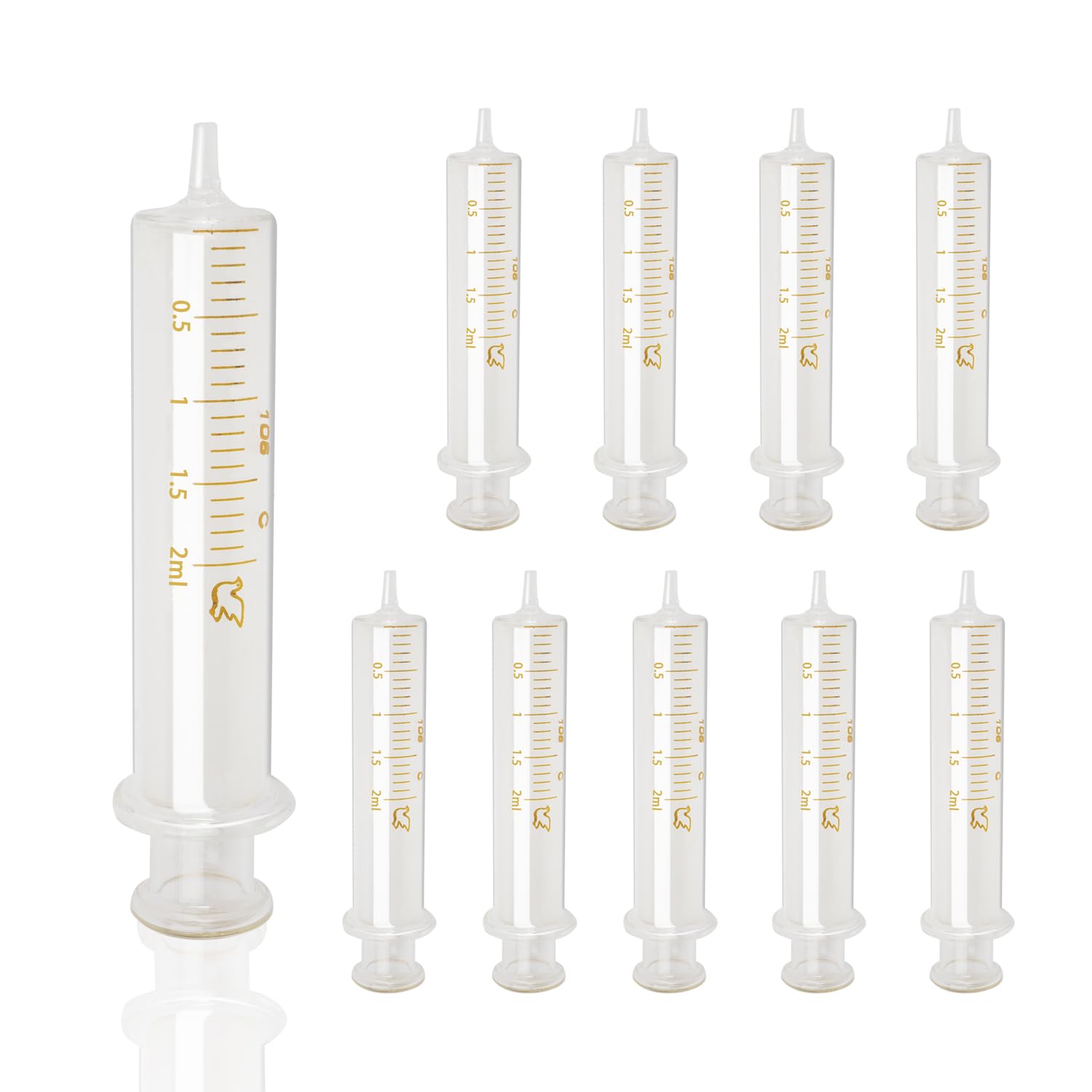 Jiaxix 10Pack 2ml Glass Syringe With Caps for Liquid,Borosilicate Glass Syringes for Oil or Glue Applicator,No Needle
