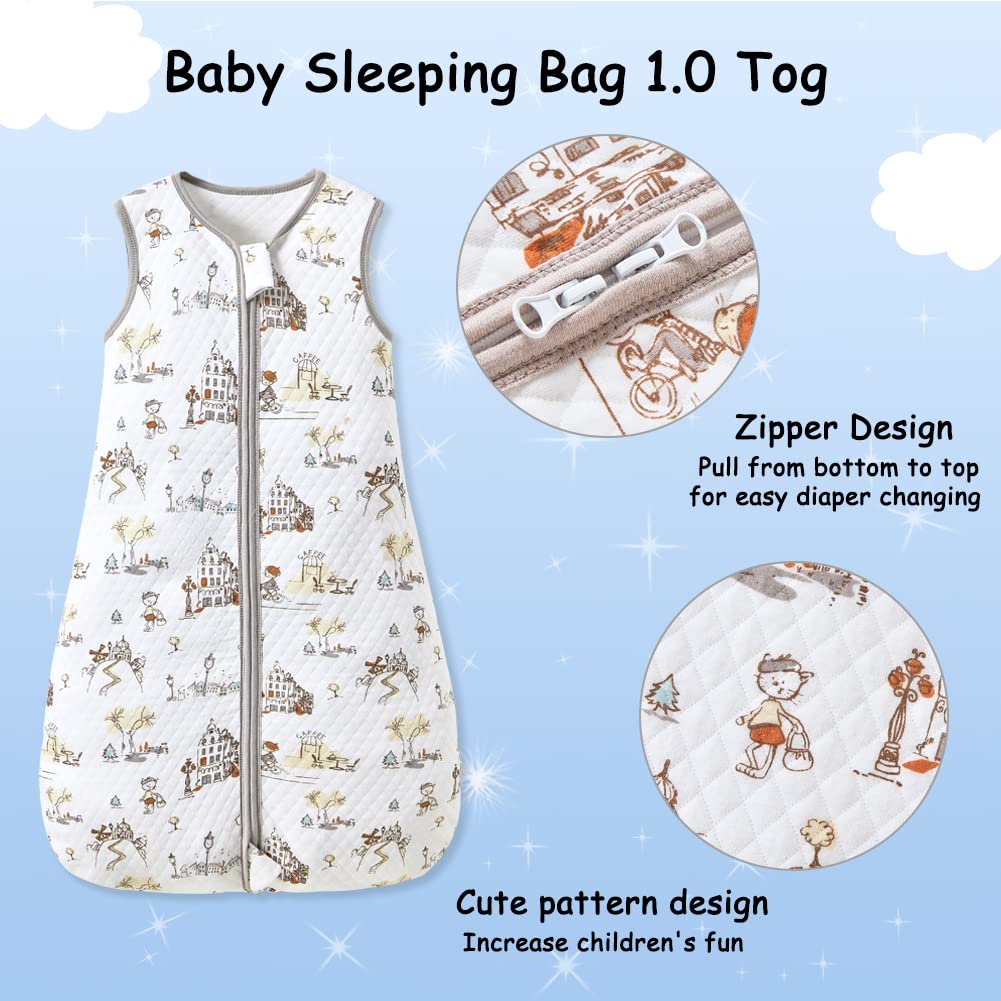 Fairy Baby Sacco Nanna per Neonati 1.0 Tog Sacco a Pelo Senza Maniche per Neonato Bambino Bambina Morbido Cotone Traspirante Swaddle