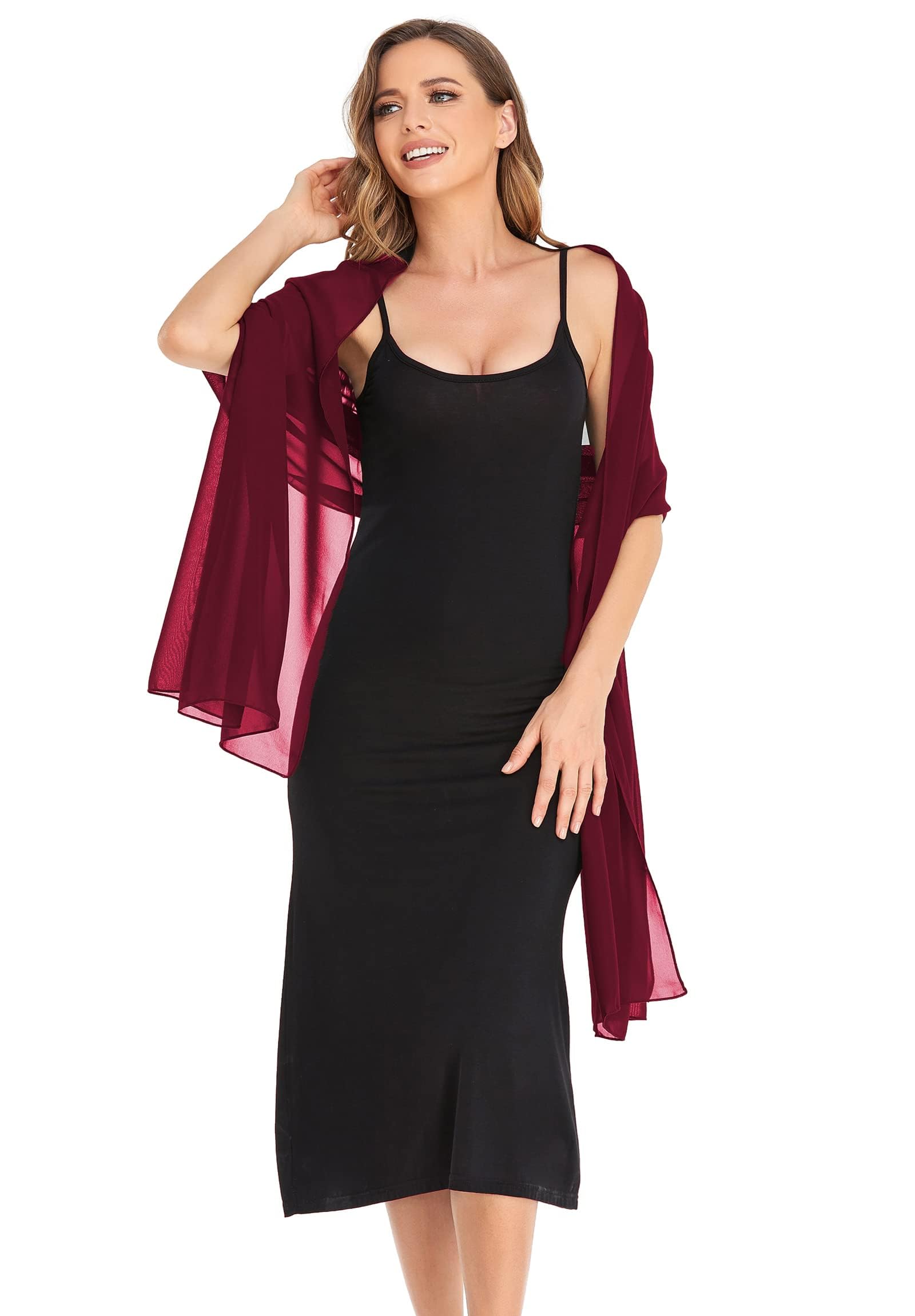 Foulards et enveloppements en mousseline de soie pour robes de soirée femmes élégant et doux foulard de mariée écharpe de mariage étole