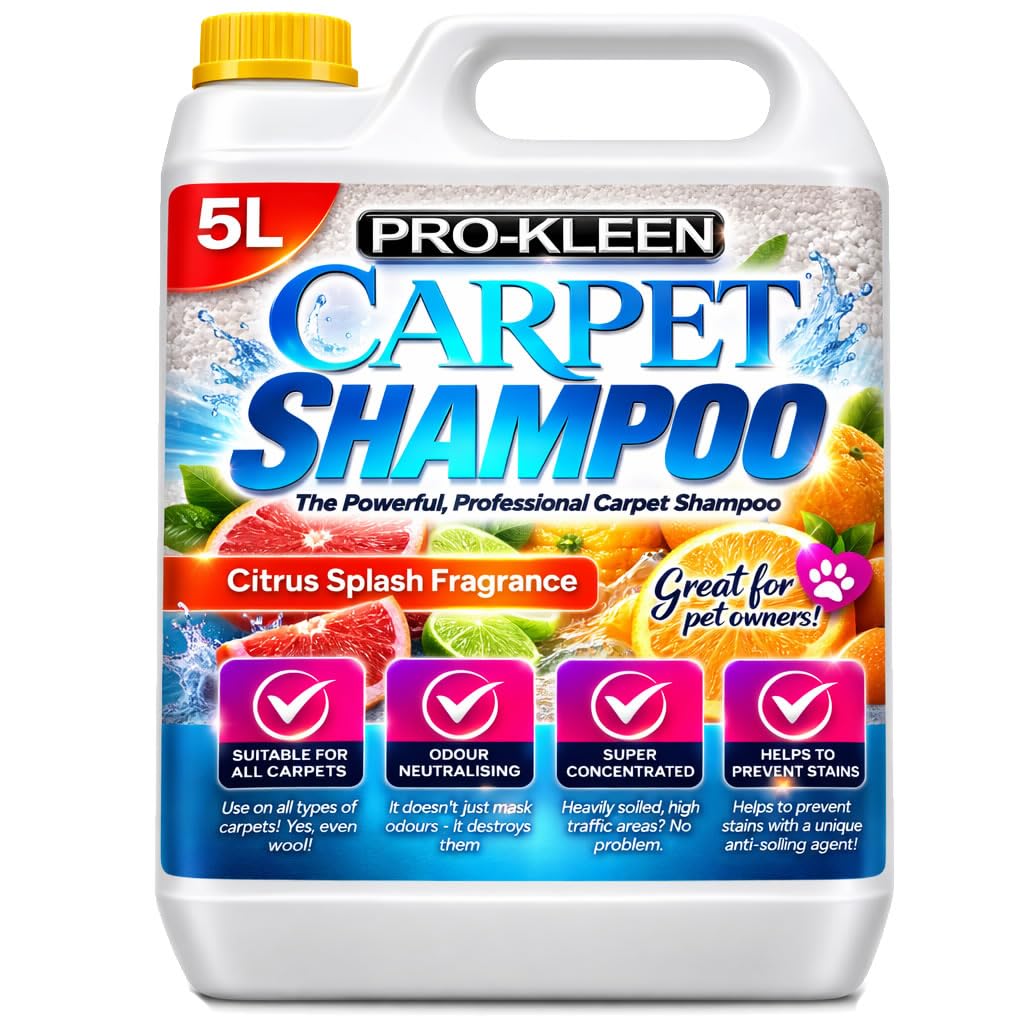 Pro-Kleen 5L Professional Carpet Shampoo High Concentrate Cleaning Solution - Orange / 5kg