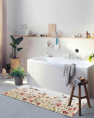 Miniatura 5 de Tapete de baño antideslizante con diseño de flores de otoño, para baño, de secado rápido y absorbente, de tierra de diatomeas, para ducha, fregadero