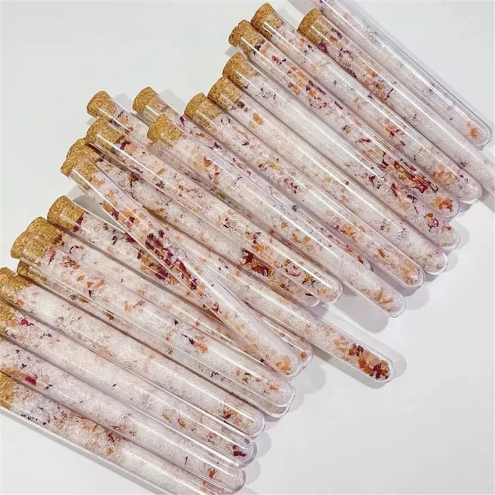 Lote de 100 tubos ensayo plástico transparente 12 a 25 mm diámetro con tapones corcho Equipamiento de laboratorio