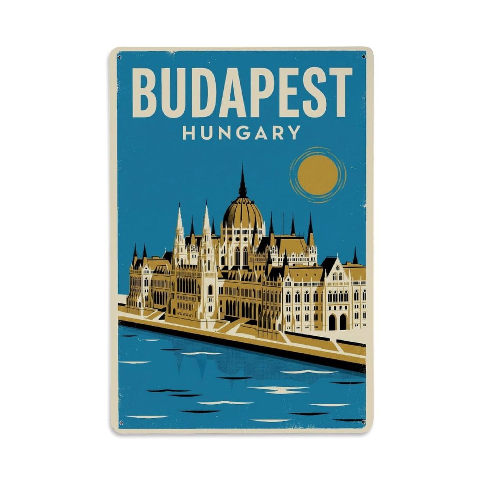 Vintage Travel Hungary Budapest Metal Tin Sign