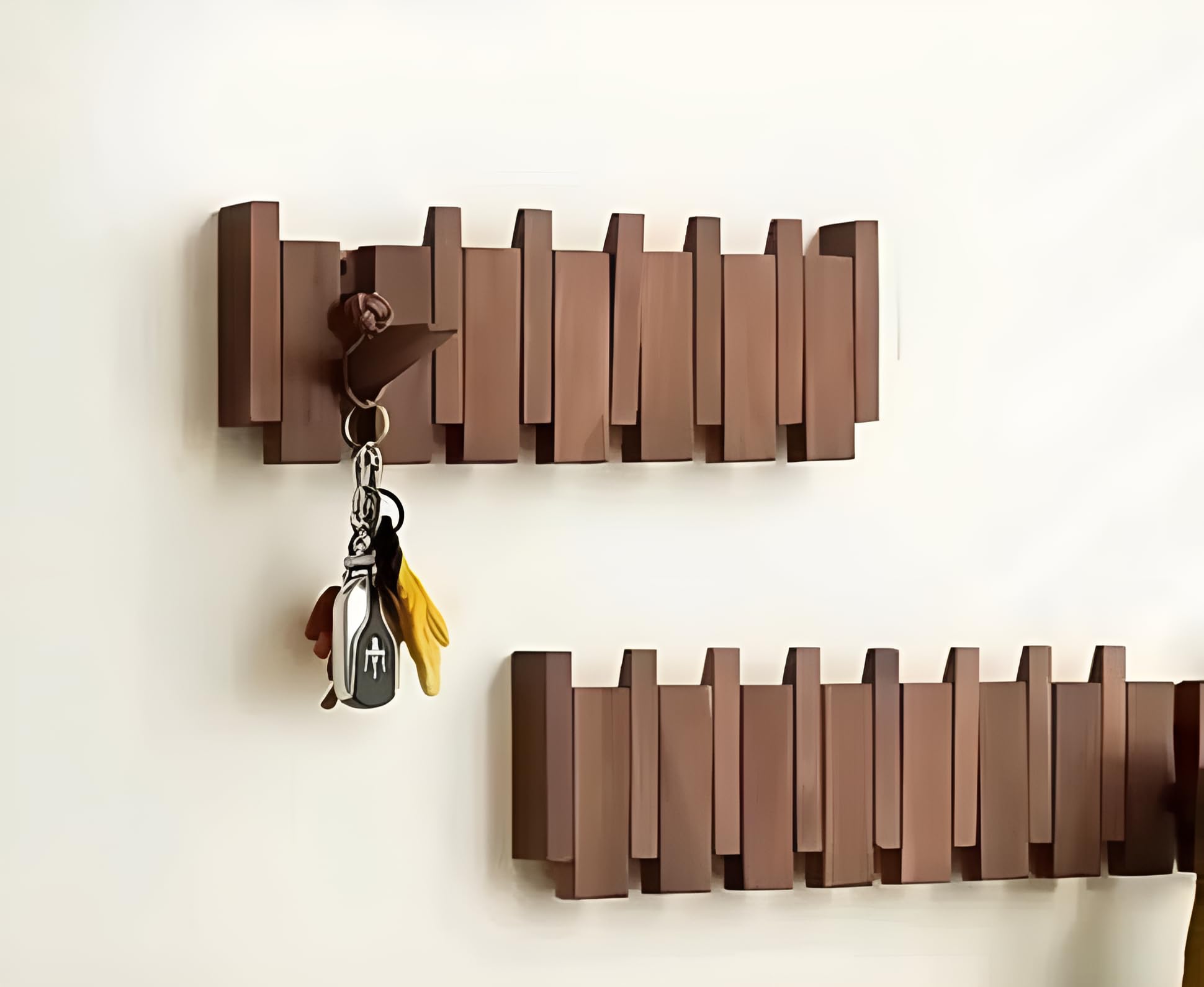 Wooden Wall Mounted Coat Rack with Hooks – Decorative Solid Wood Wall Hook Organizer for Entryway, Hallway & Bedroom, Modern Rustic Wooden Wall Hanger for Coats, Jackets, Bags (Classic Staright) 3