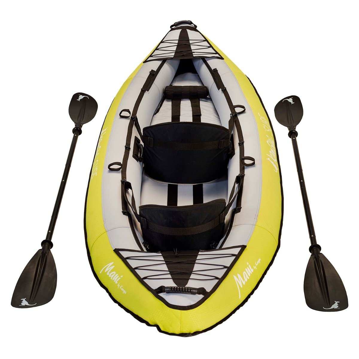 Kangui Canoë Kayak Gonflable Maui 1 à 2 Places + pagaie + Sac Transport + Pompe Double Action+ kit de réparation