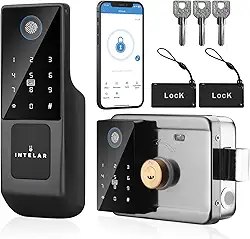 Fechadura Digital Inteligente,Fechadura Eletronica Tuya APP WIFI Abertura via Biometria, Fato para Portão de ferro, para Uso Externo/Porta de Alumínio, IP65