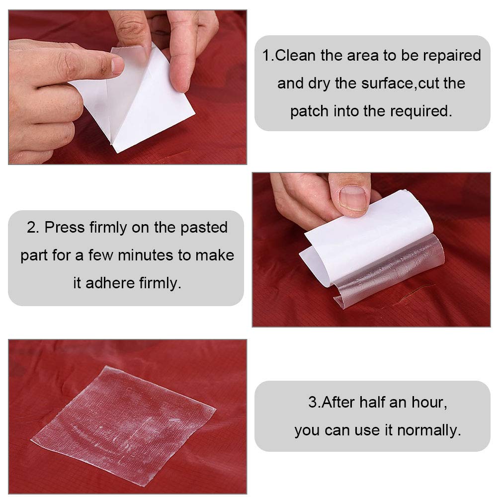 Toppe Riparazione Piscina Autoadesive - 10 Pezzi 7x7cm, Trasparenti E Impermeabili, Per PVC E Tessuti - Foto 12